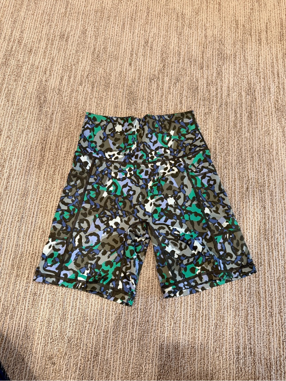 Aerie Green & Blue Camo Print Active Bike Shorts